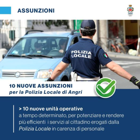 10 Nuove assunzioni per la Polizia Locale